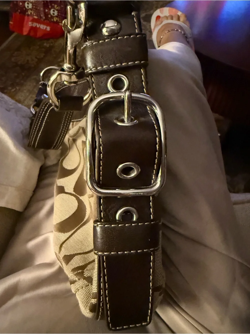 Coach Khaki and Brown Signature Canvas Shoulder Bag - Picture 6 of 9